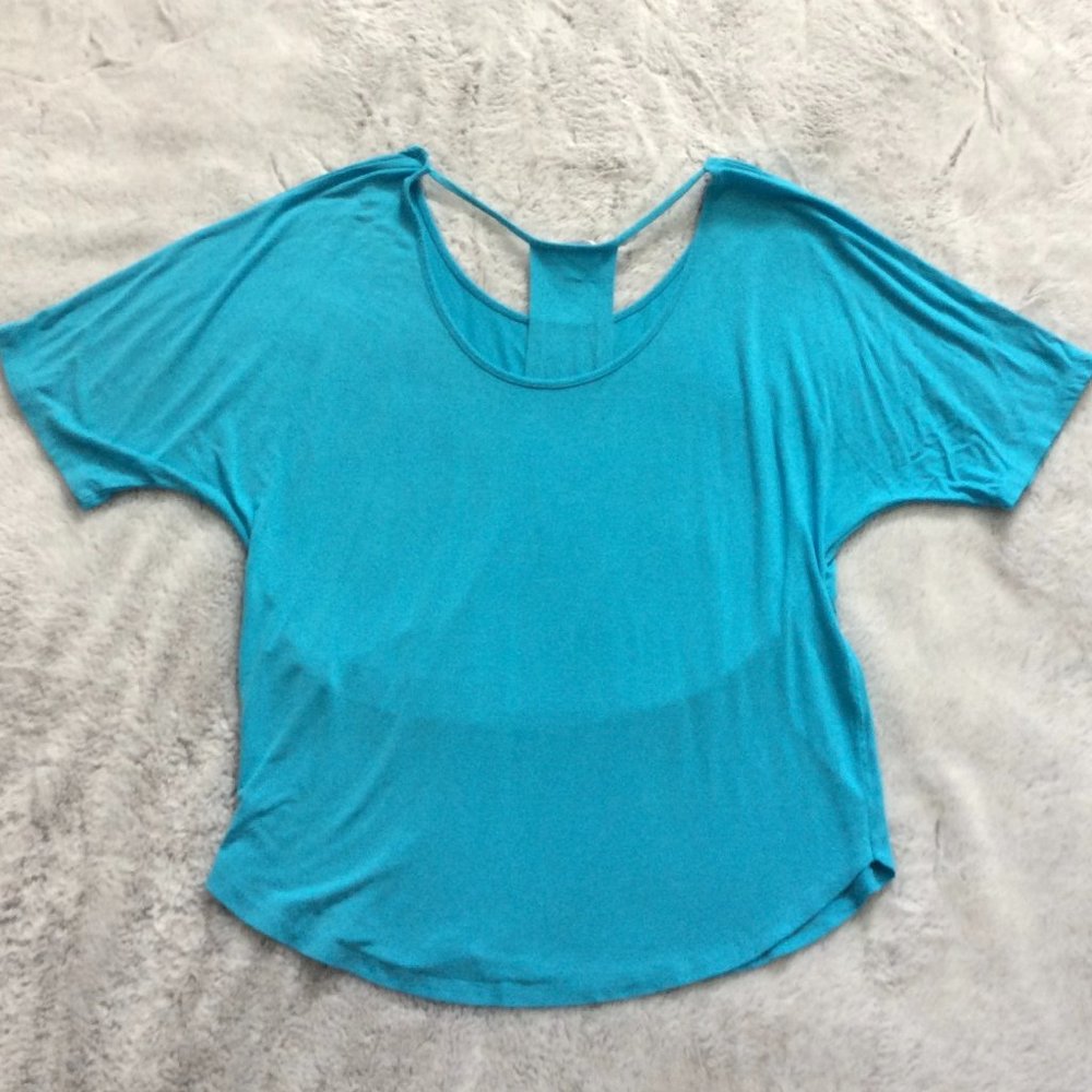 Venus *AQUA BLUE* Racerback Basic Short Sleeve Top - Picture 6 of 9